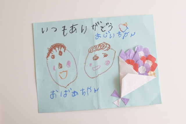 折り紙で作った花束　メッセージつき