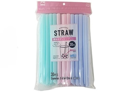 ダイソー商品　飲みやすいビッグストロー（パステル、３０本）　110円（税込）