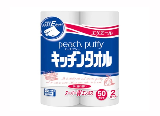 ダイソー　エリエールピーチパフィーキッチンタオル２ロール