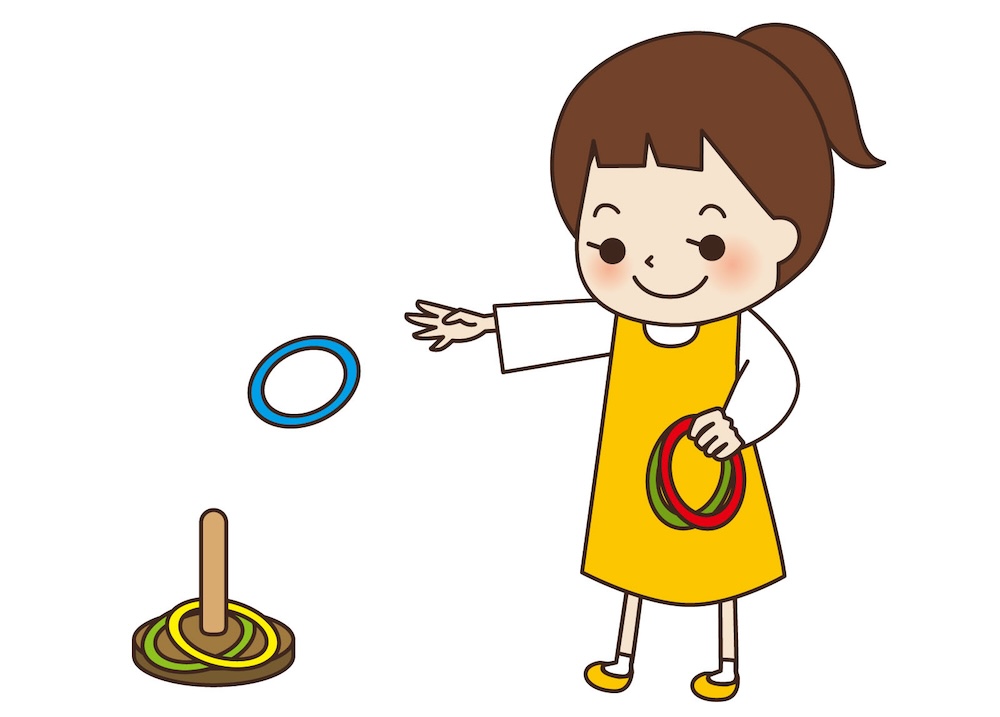 輪投げをする子供　イラスト
