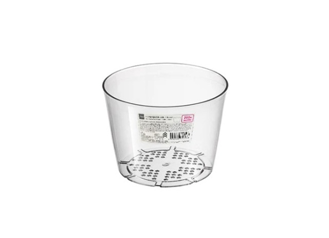 ダイソー　クリア植木鉢（円形）６号、１８ｃｍ